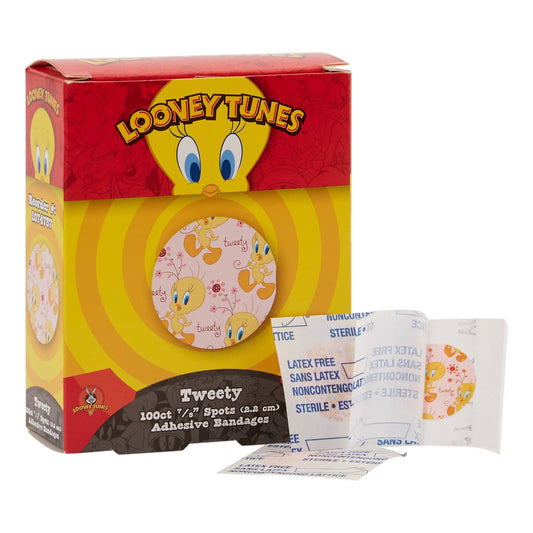 Adhesive Spot Bandage Looney Tunes™ 7/8 Inch Plastic Round Kid Design (Tweety) Sterile - 1074737