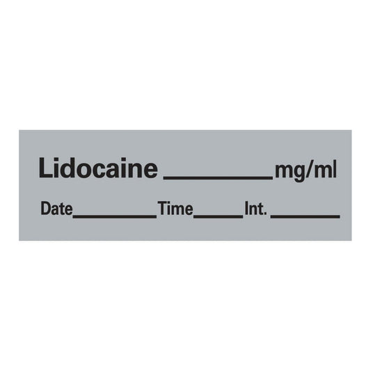 Timemed Anesthesia Label Tape, Lidocaine, 1/2 x 1-1/2 Inch AN-11