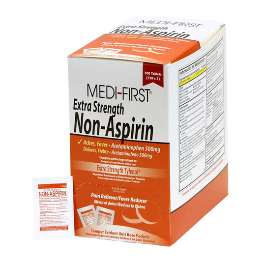 Pain Relief Medi-First® 500 mg Strength Acetaminophen Tablet 250 per Box - 80413