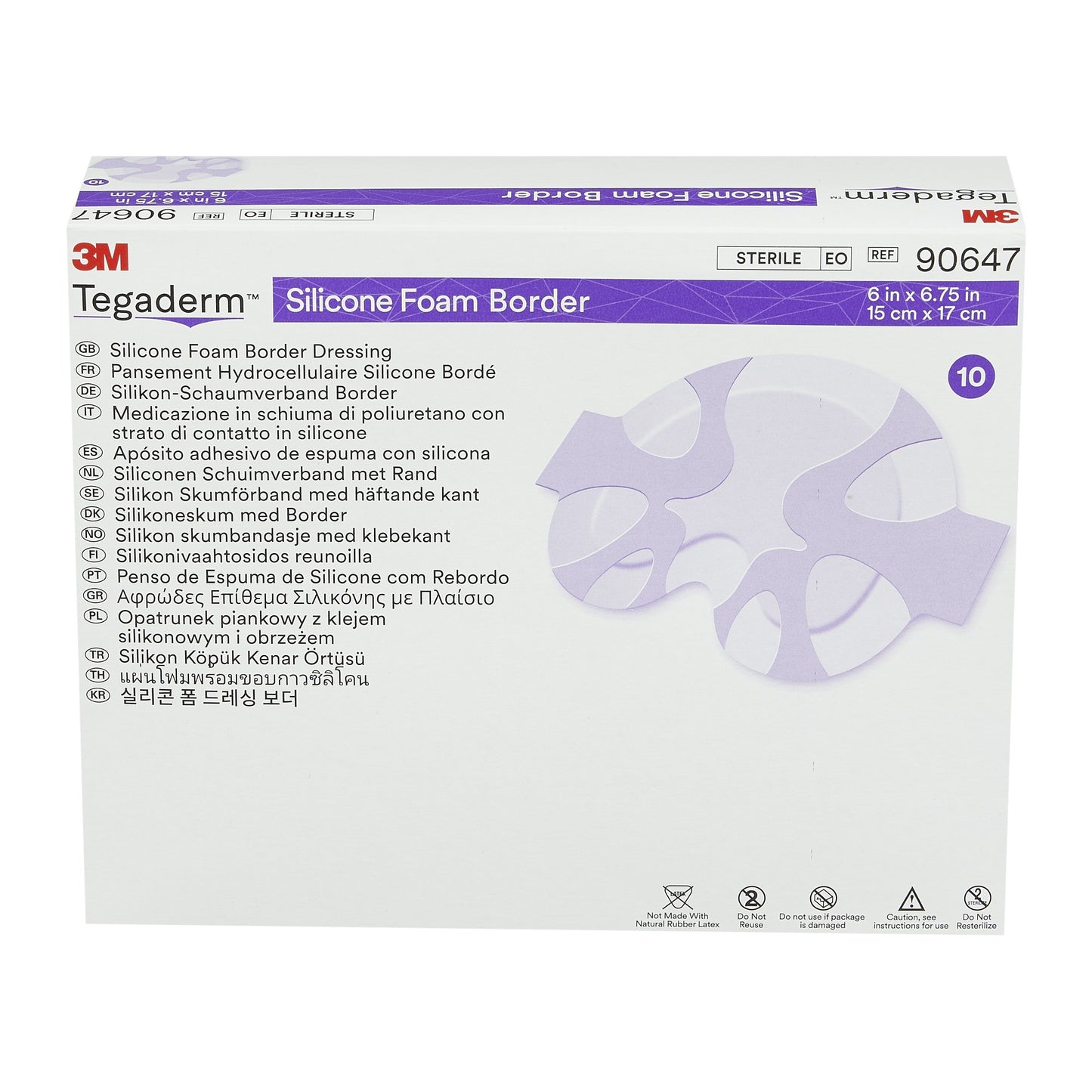 3M™ Tegaderm™ Silicone Foam Dressing, 6 x 6-3/4 Inch Sacral 90647