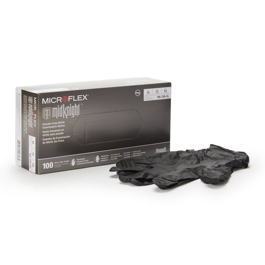 Exam Glove MICROFLEX® MidKnight™ X-Large NonSterile Nitrile Standard Cuff Length Fully Textured Black Fentanyl Tested - MK-296-XL