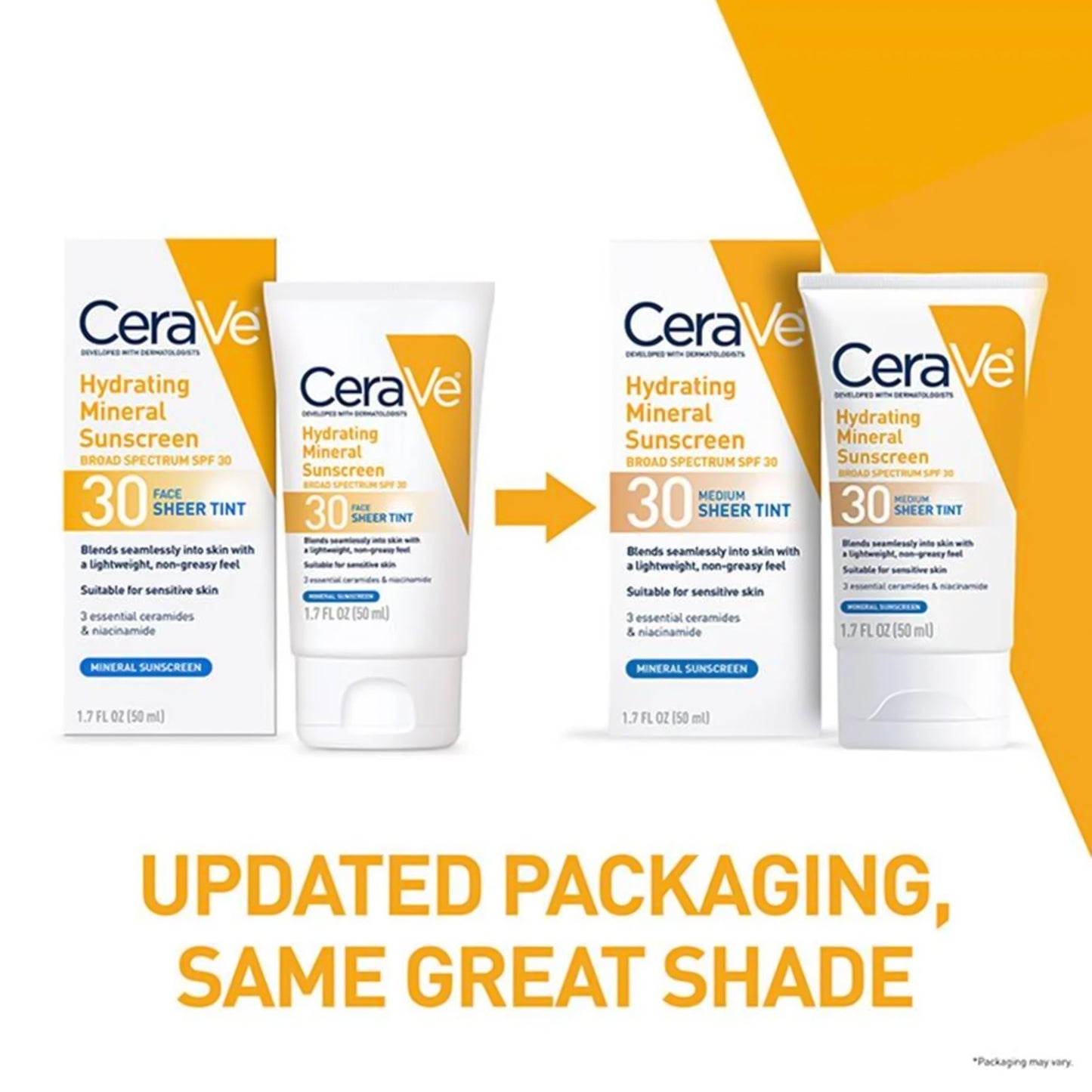 Sunscreen CeraVe® Hydrating Mineral Sunscreen Medium Sheer Tint SPF30 Lotion 1.7 oz. Tube 60600051231