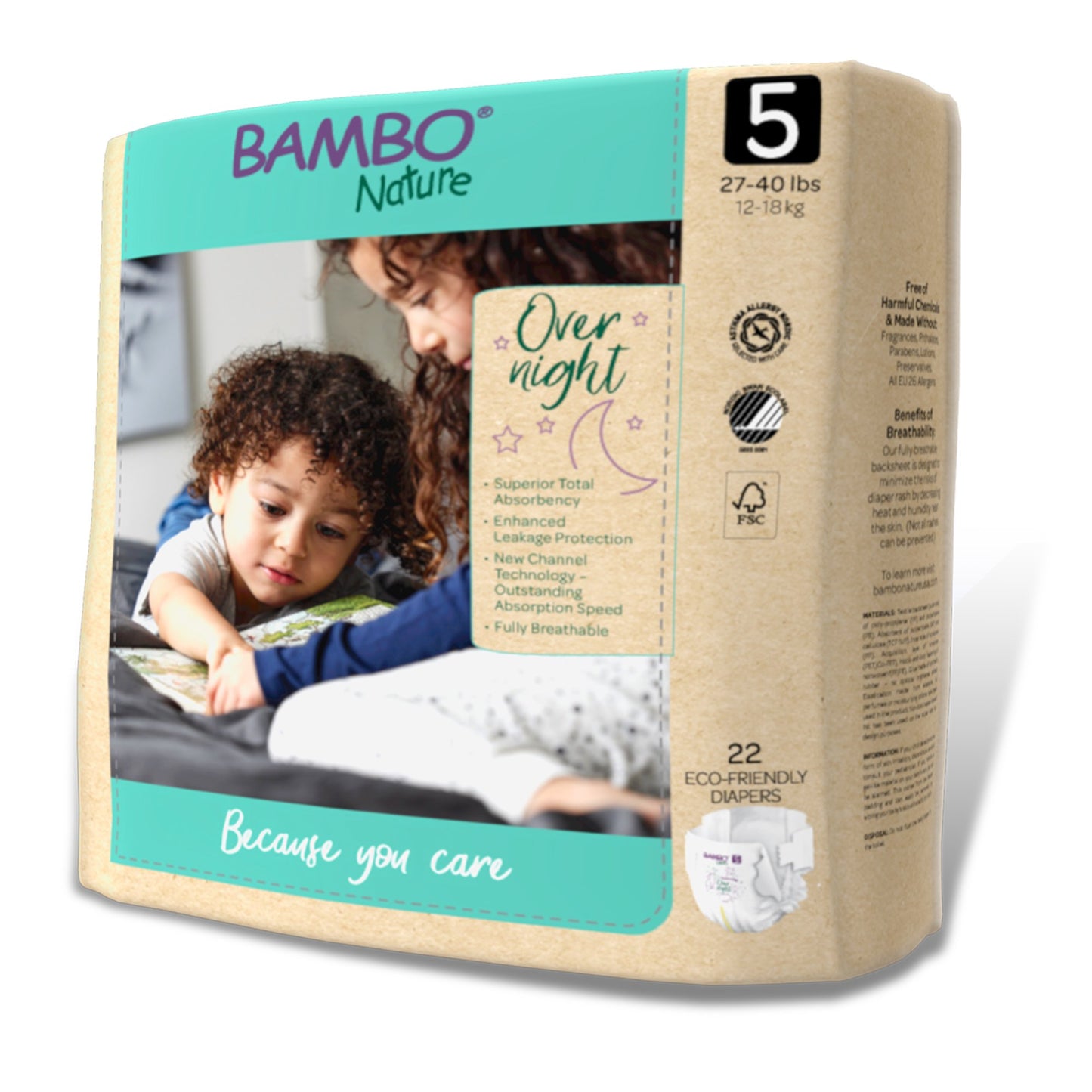 Bambo® Nature Overnight Diapers, Size 5 1000021011