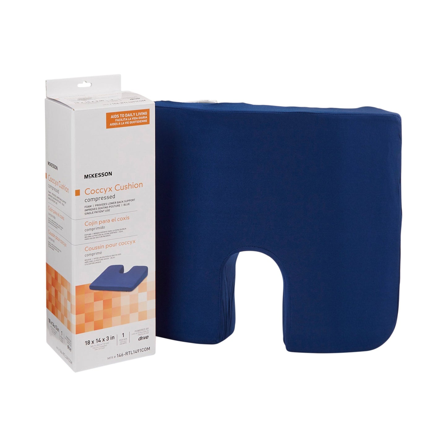 McKesson Compressed Coccyx Cushion, 18 x 14 x 3 Inch 146-RTL1491COM