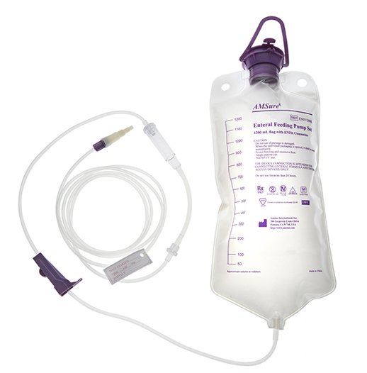 Gravity Feeding Bag Set with ENFIT™ Connector and Transitional Adapter AMSure® 1200 mL Bag - ENF1203KLD