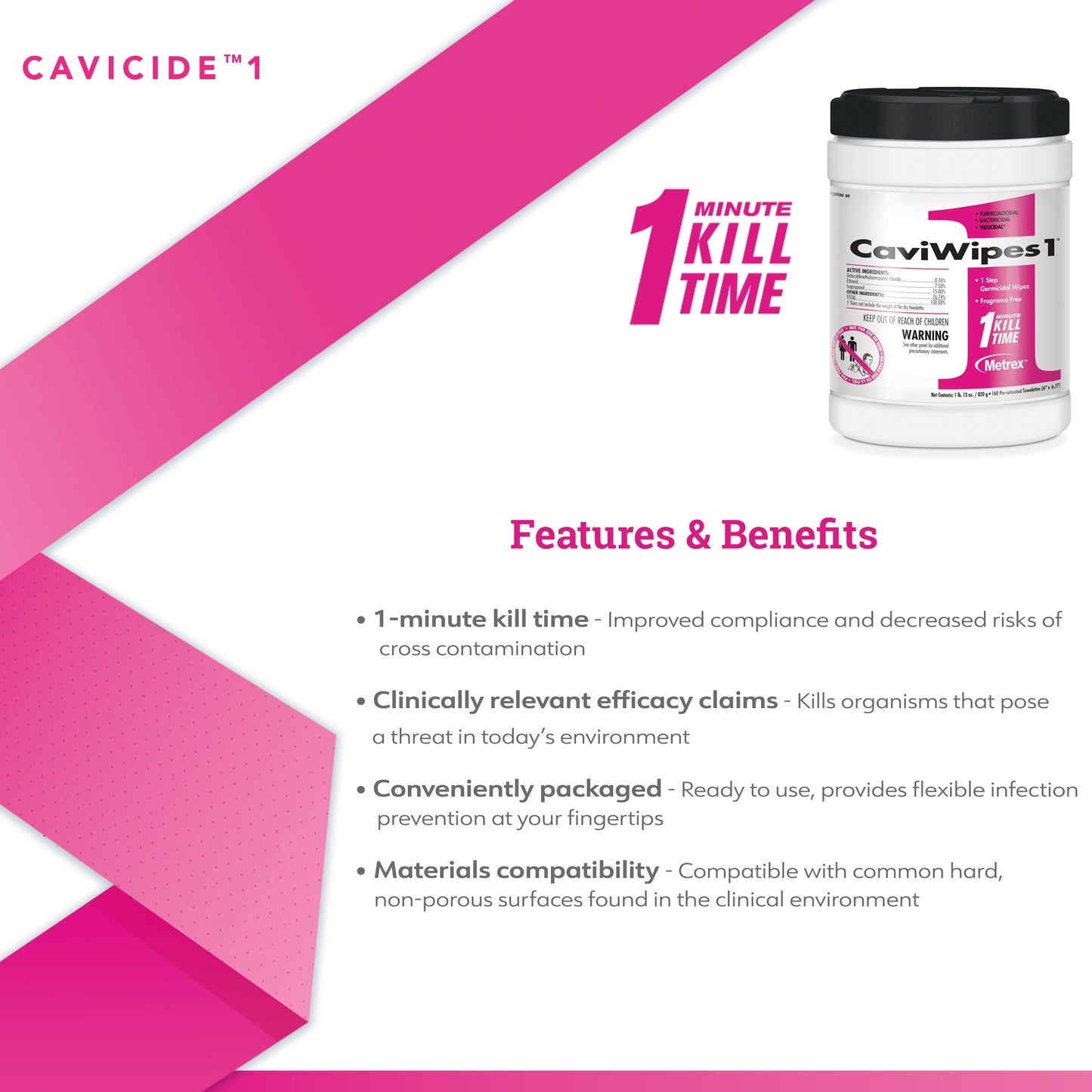 CaviWipes1 Surface Disinfectant, Alcohol Based, nonsterile, Disposable 13-5100