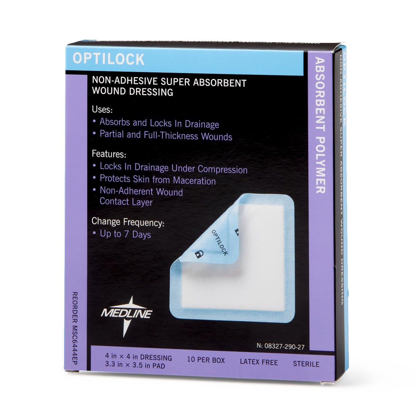 Optilock Super Absorbent Dressing, 4 x 4 Inch MSC6444EP