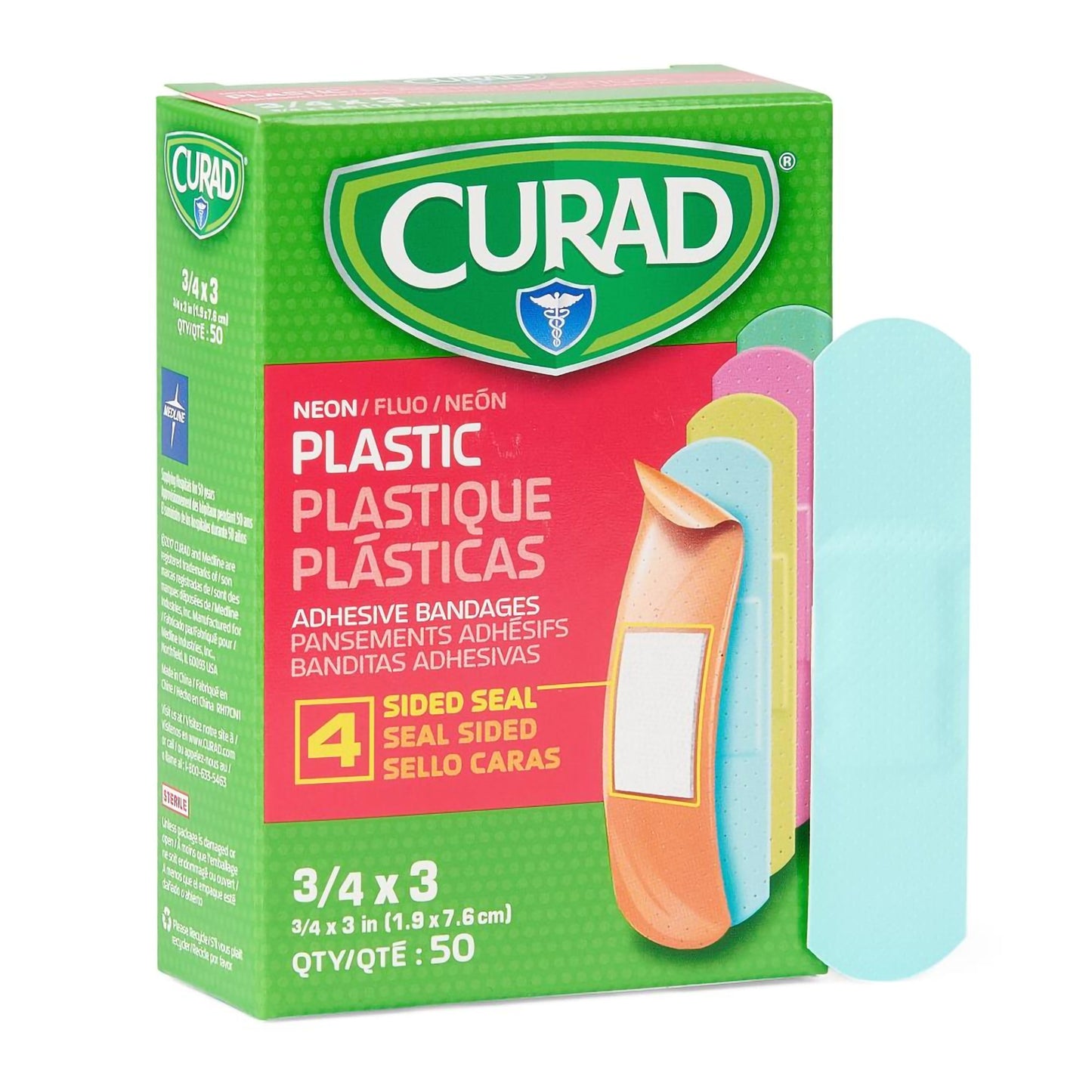 Adhesive Strip Curad® Plastic Neon 3/4 X 3 Inch Sterile NON256131