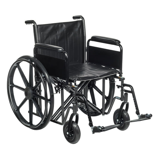 Bariatric Wheelchair McKesson Dual Axle Full Length Arm Swing-Away Footrest Black Upholstery 22 Inch Seat Width Adult 450 lbs. Weight Capacity - 146-S