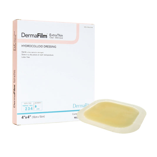 Thin Hydrocolloid Dressing DermaFilm® Film Backing 4 X 4 Inch Square Hydrocolloid / Film - 00219E