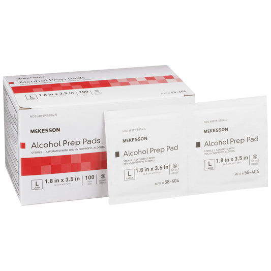 McKesson Alcohol Prep Pad Isopropyl Alcohol, 1-4/5 x 3-1/2 Inch 58-404