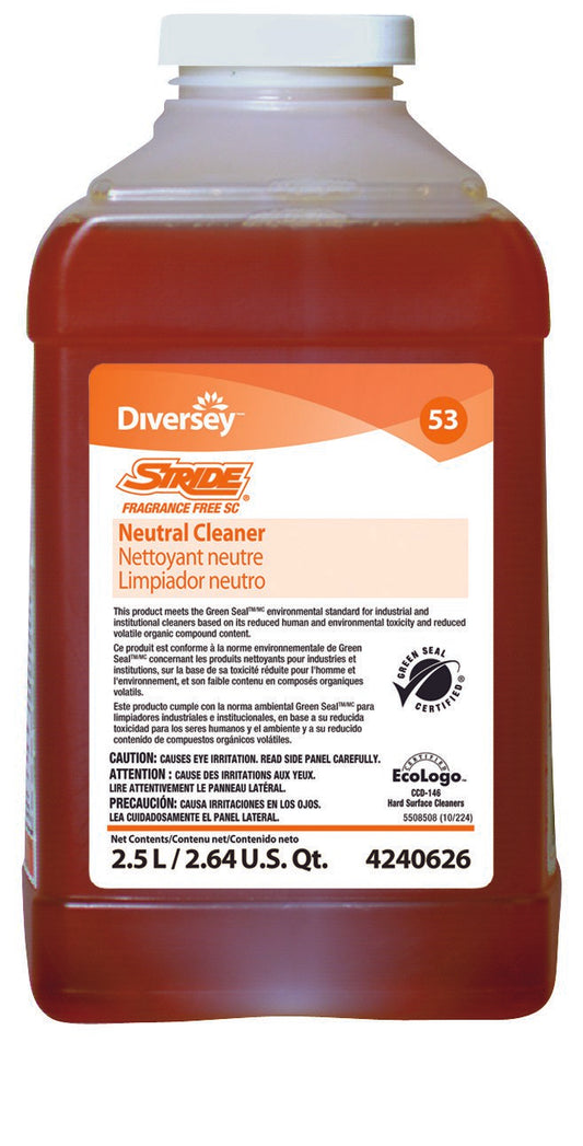 Floor Cleaner Diversey™ Stride® Liquid 2.5 Liter Bottle Unscented Manual Pour - DVS94240626