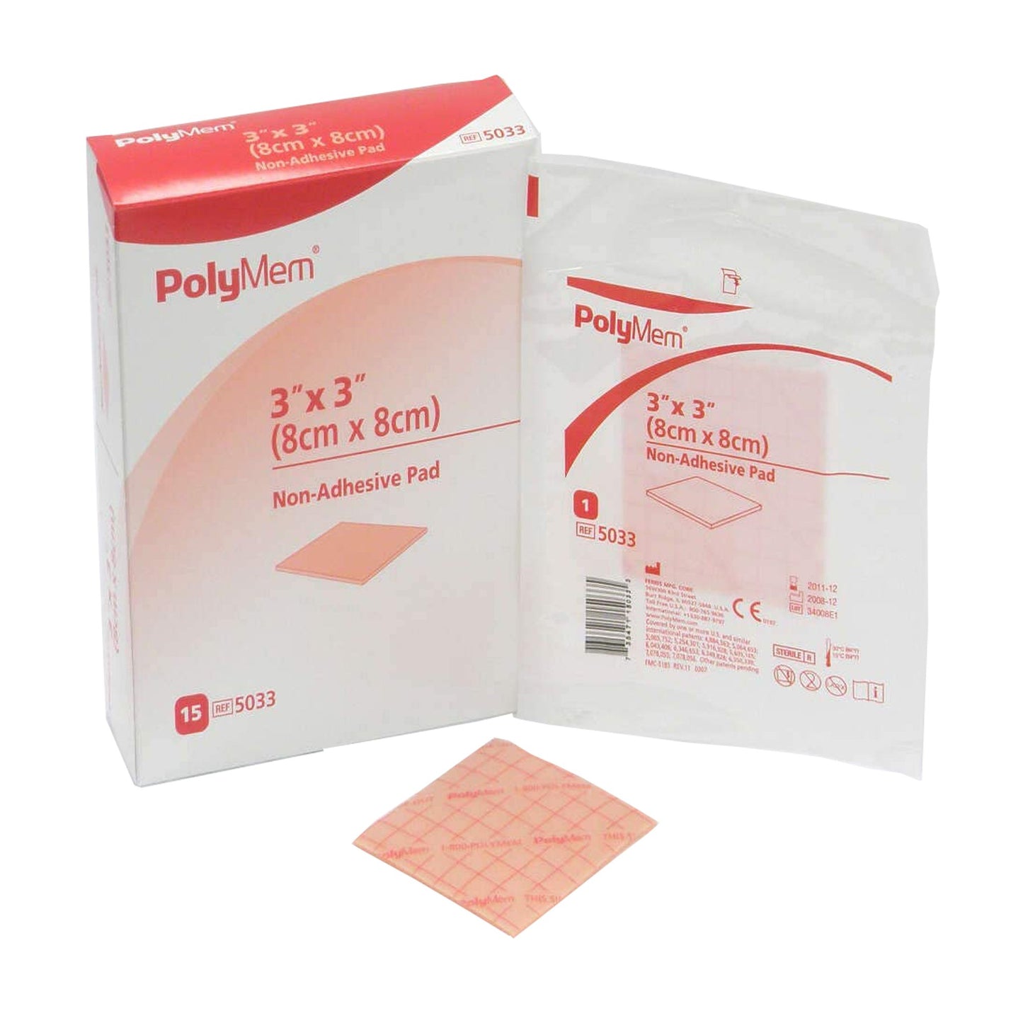 PolyMem® Nonadhesive without Border Foam Dressing, 3 x 3 Inch 5033