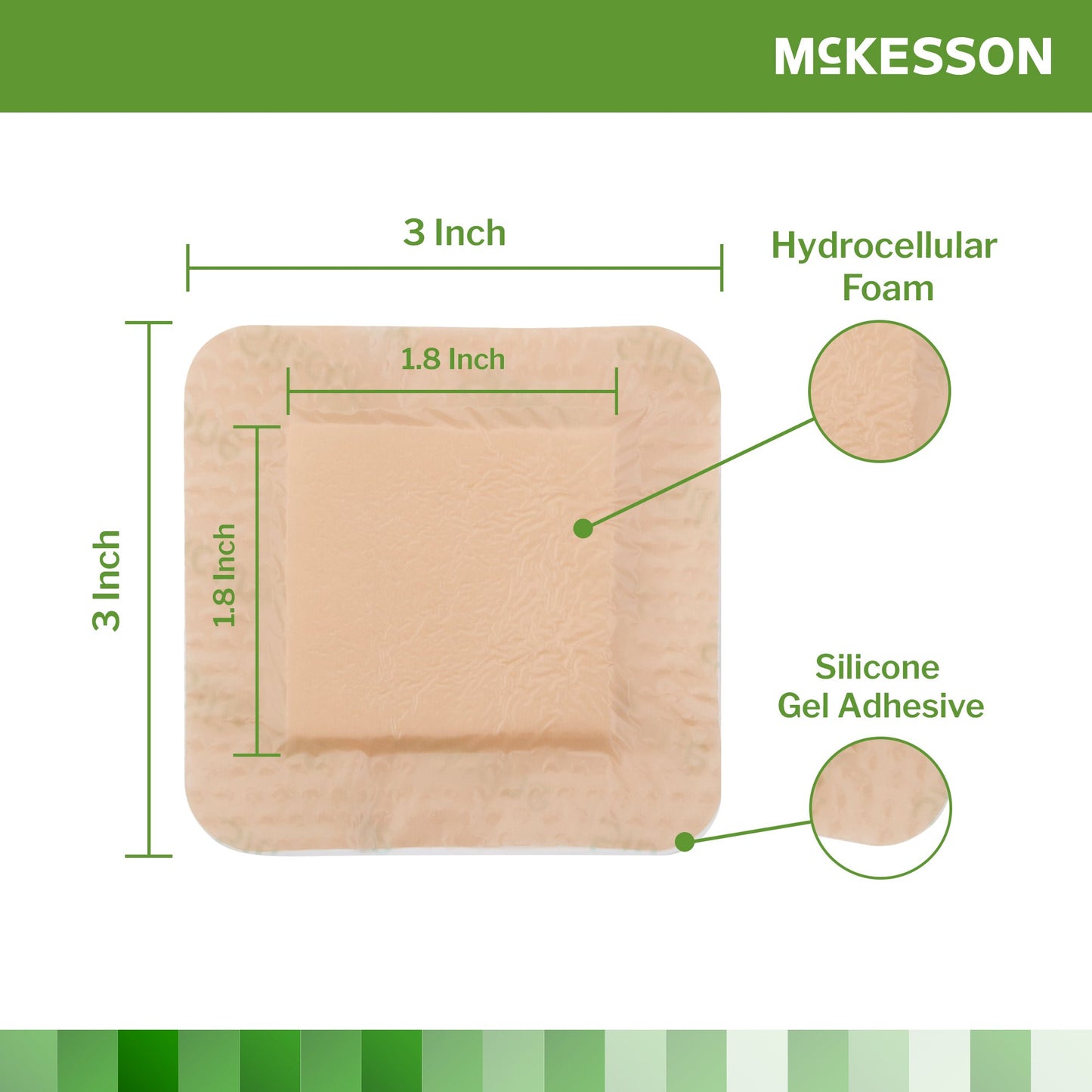 McKesson Silicone Adhesive with Border Silicone Foam Dressing, 3 x 3 Inch 4842