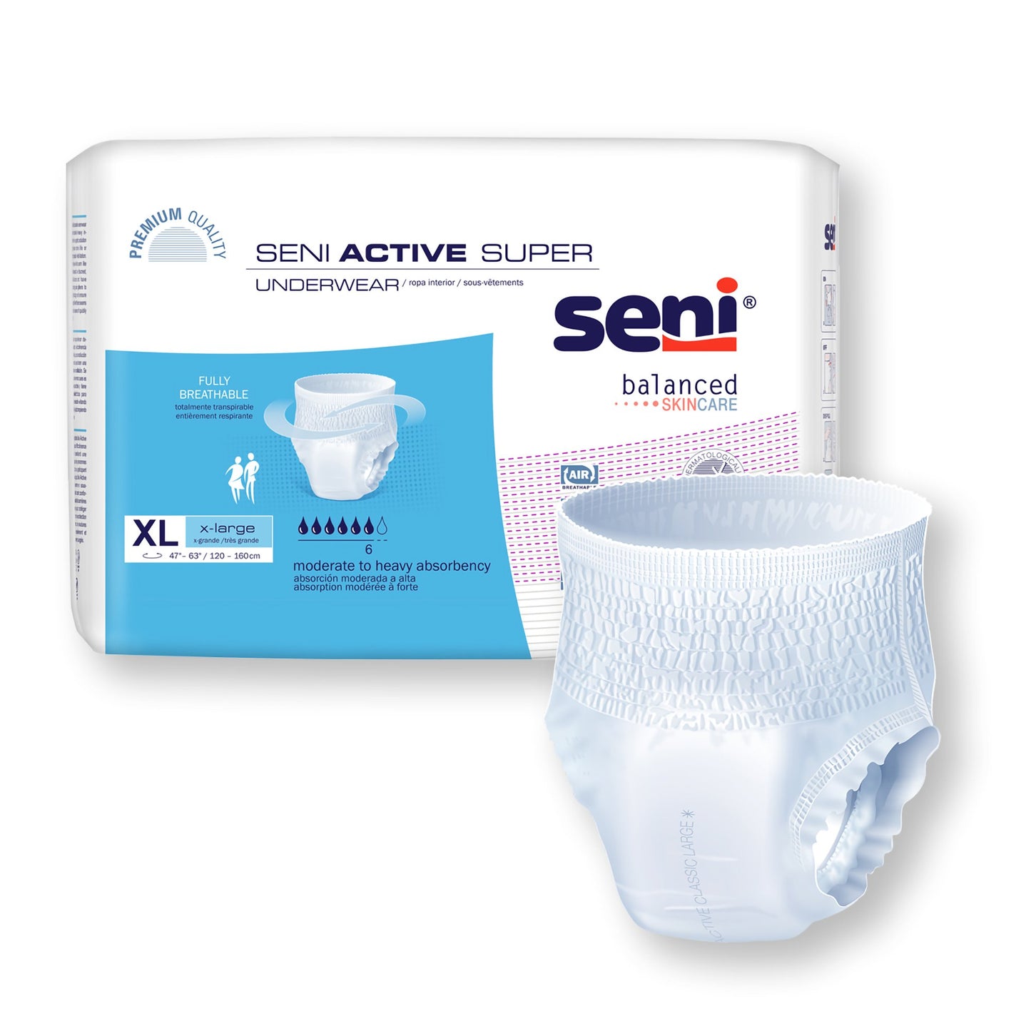 Seni® Active Super Moderate to Heavy Absorbent Underwear, Extra Large S-XL14-AS1