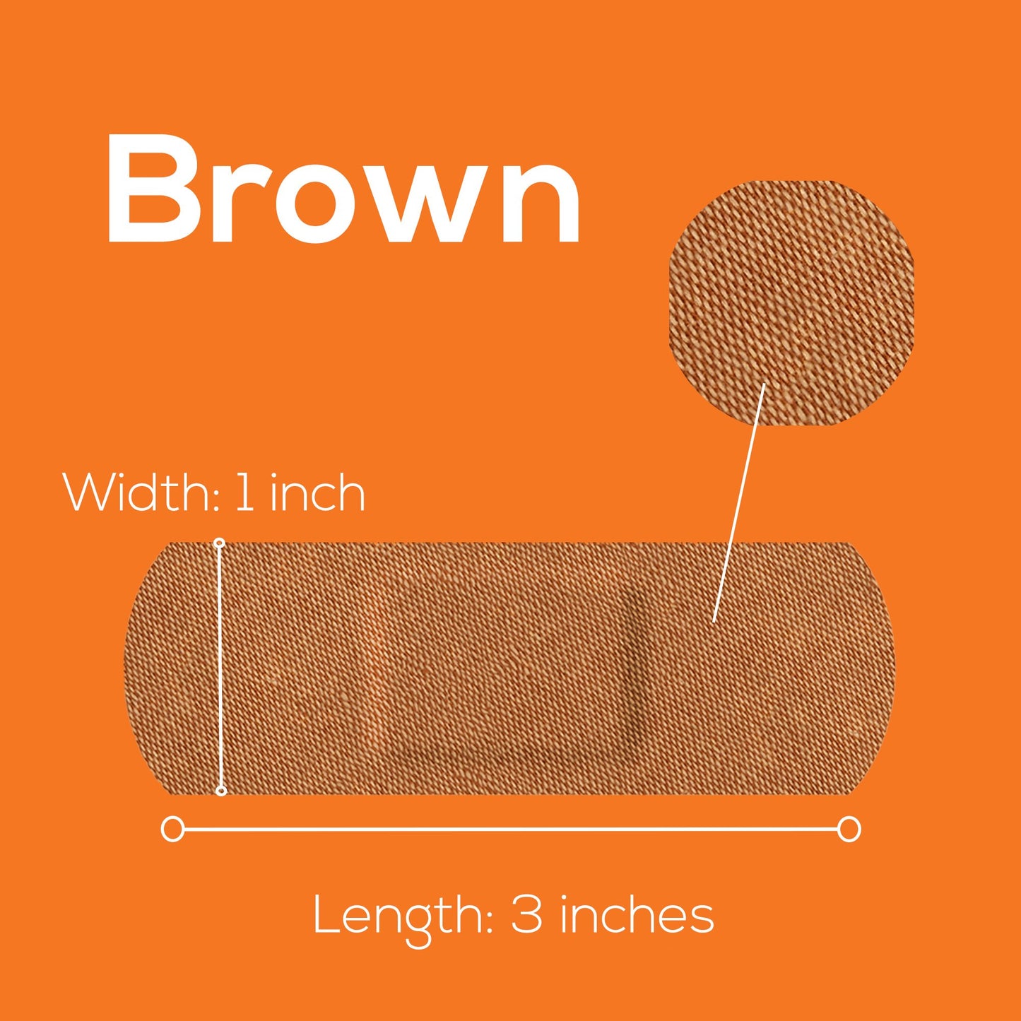 Tru-Colour Skin Tone Shade Fabric Bandage Adhesive Strips – Brown, 1 x 3 Inch TCB-NLS100