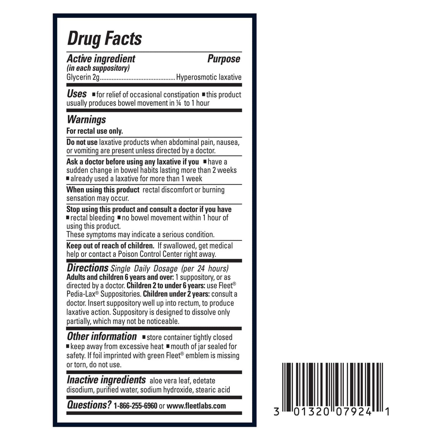 Fleet® Glycerin Laxative Suppository 00132007924