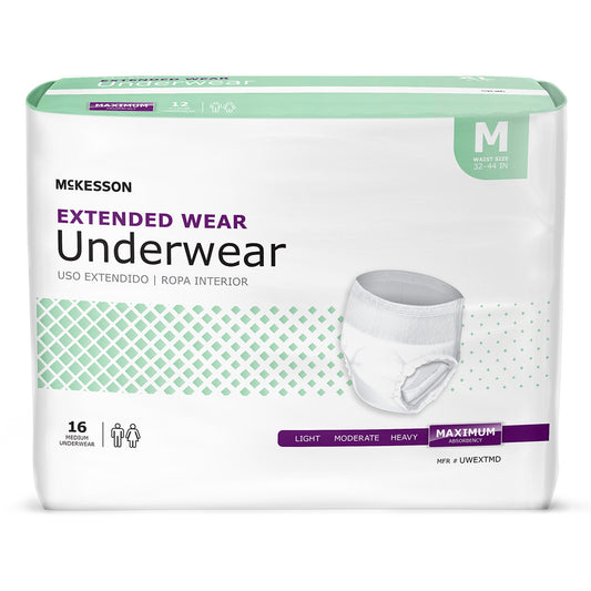 McKesson Extended Wear Maximum Absorbency Underwear, Medium UWEXTMD