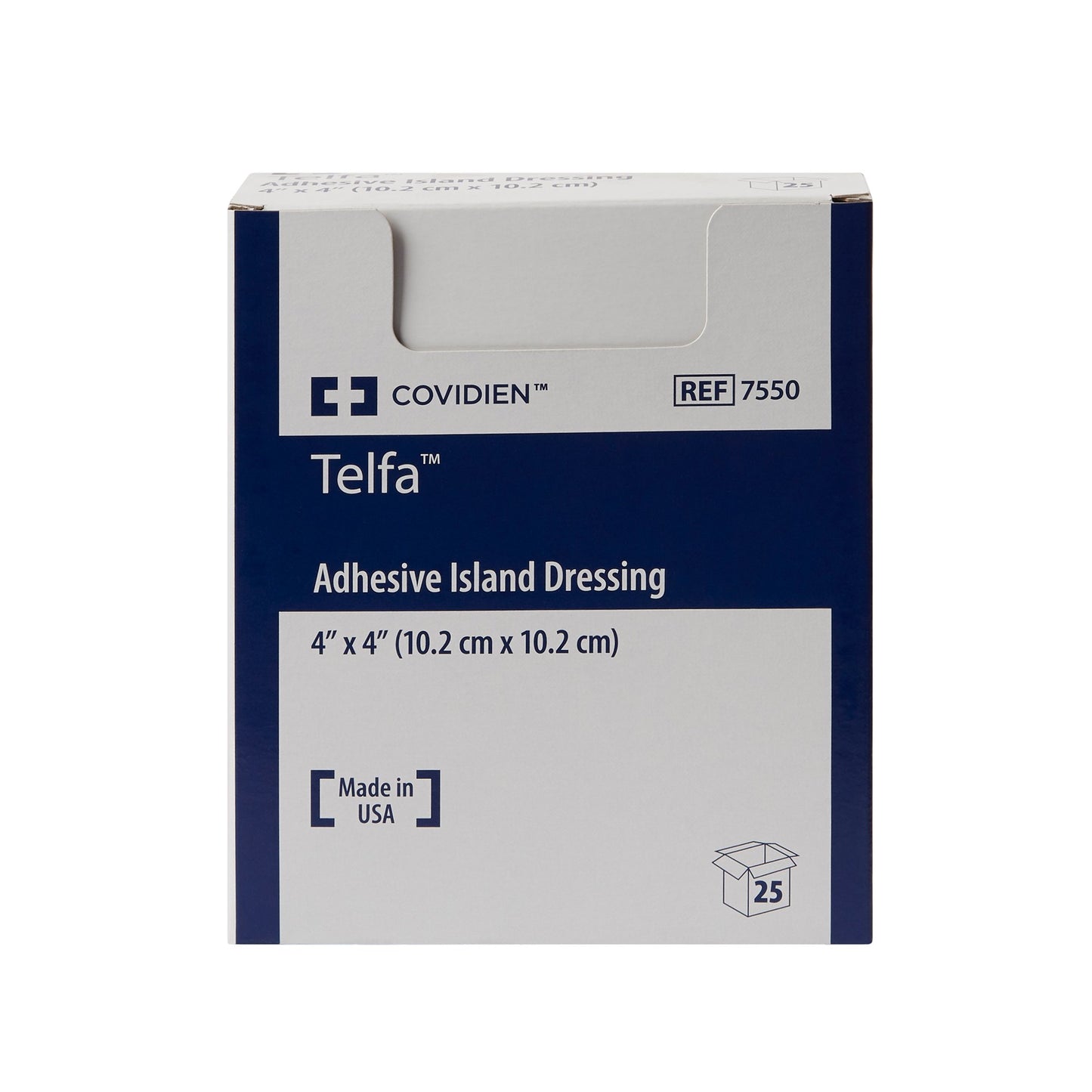 Telfa™ White Adhesive Dressing, 4 x 4 Inch 7550-