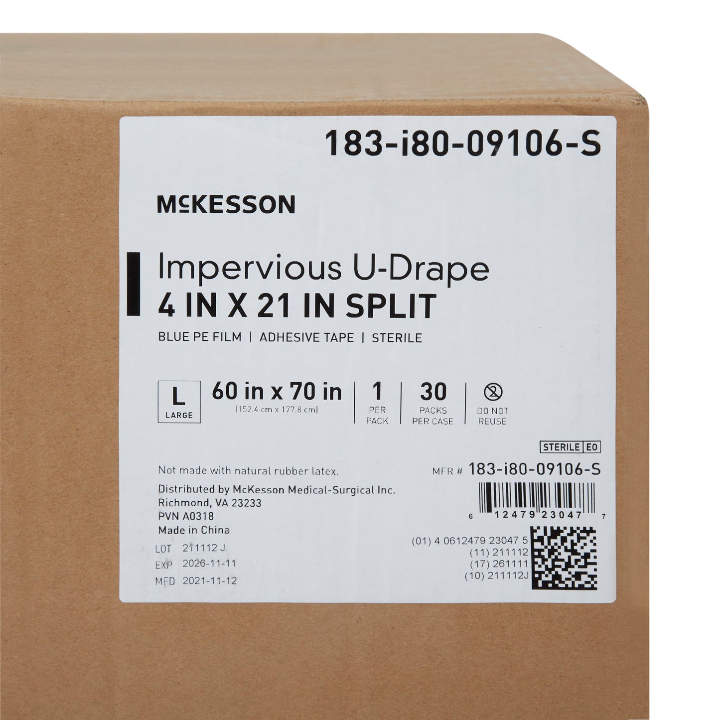 McKesson Sterile Impervious Orthopedic U-Drape, 60 x 70 Inch 183-I80-09106-S