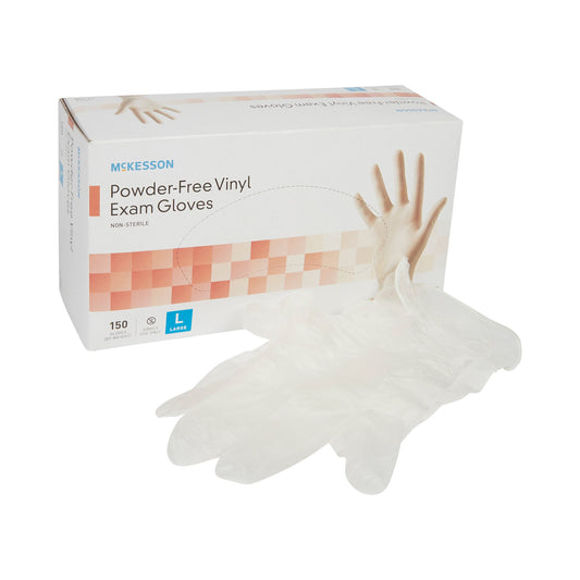 Exam Glove McKesson Large NonSterile Vinyl Standard Cuff Length Smooth Clear Not Rated - 14-138