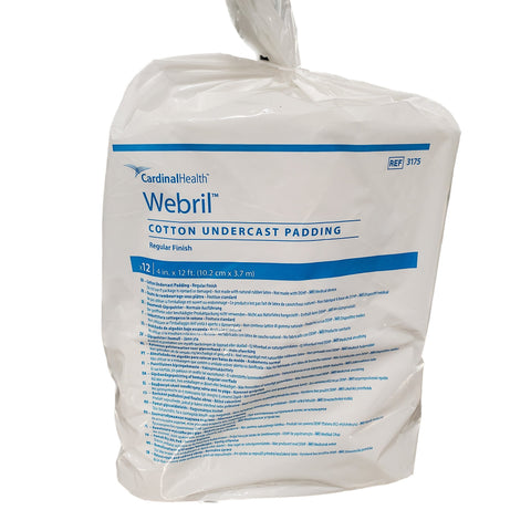 Cardinal Webril Undercast Cotton Cast Padding, NonSterile, 4 Inch x 4 Yard 3175-, Bag of 12