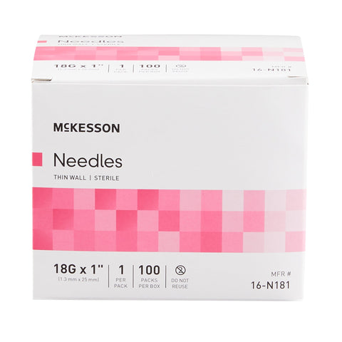 McKesson Hypodermic Needle 18G x 1" - 16-N181