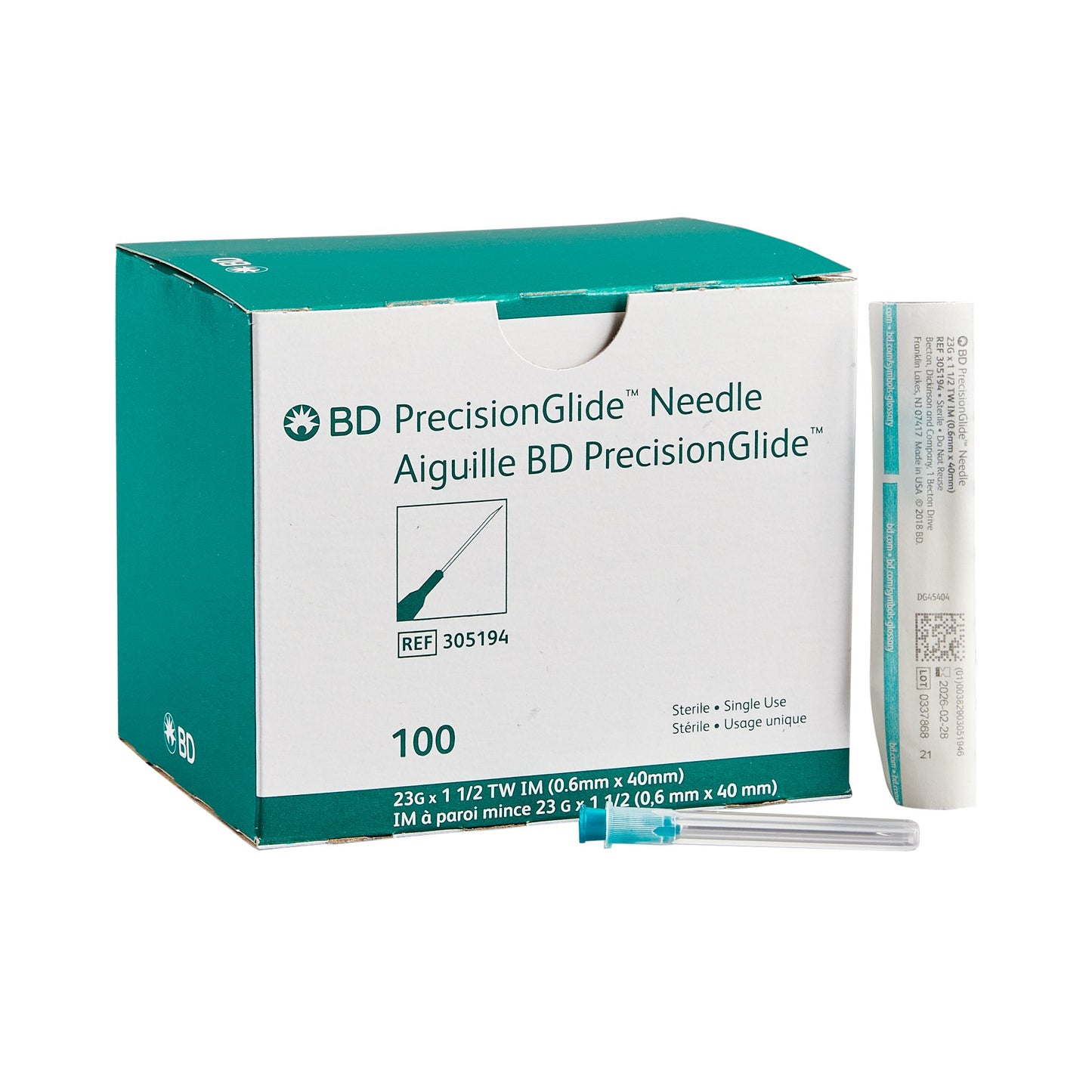 BD PrecisionGlide 23 G x 1-1/2" Hypodermic Needle - 305194