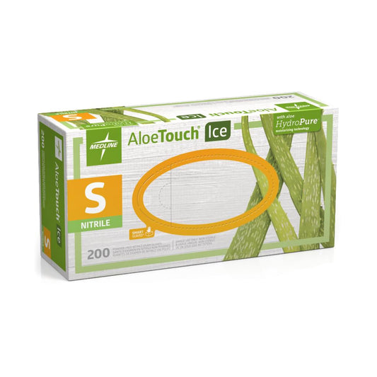 Medline Aloetouch Ice Nitrile Exam Glove, Small, Green MDS195284, Box of 200