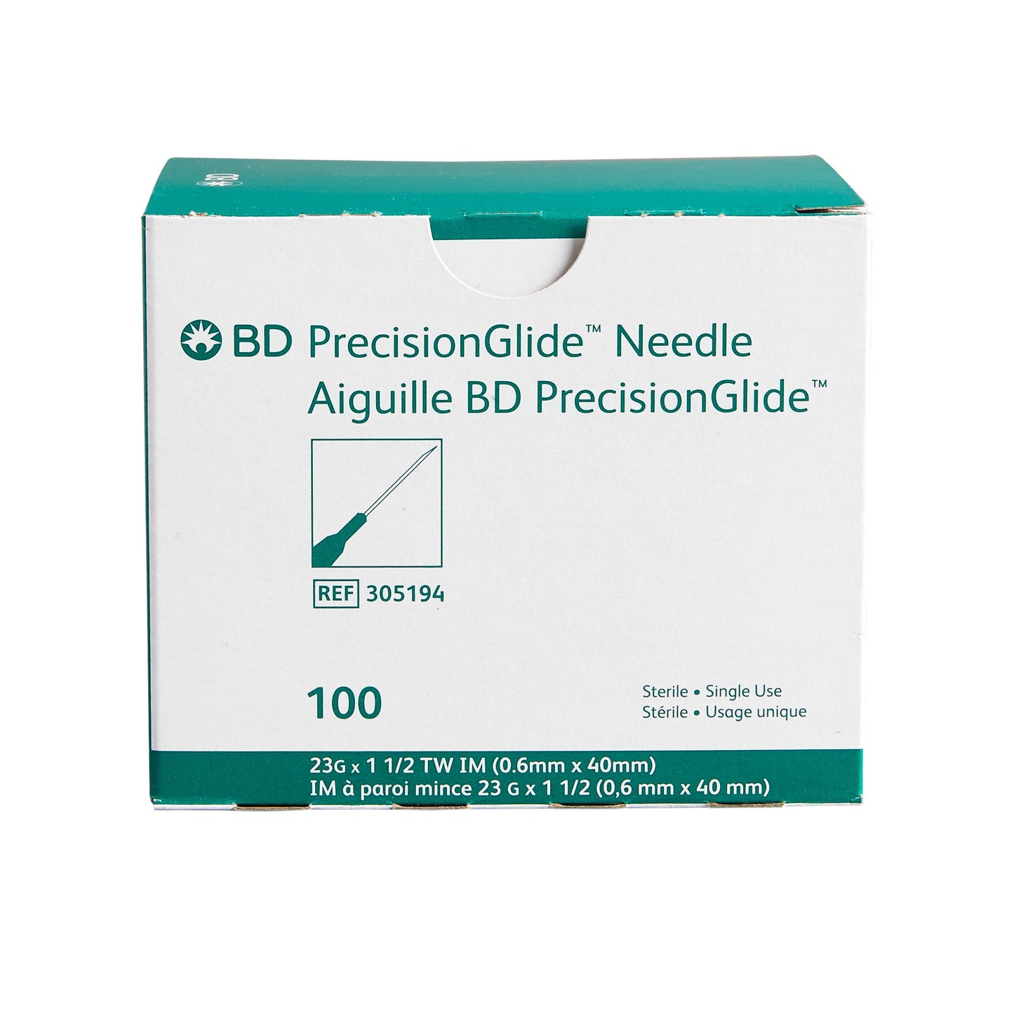 BD PrecisionGlide 23 G x 1-1/2" Hypodermic Needle - 305194