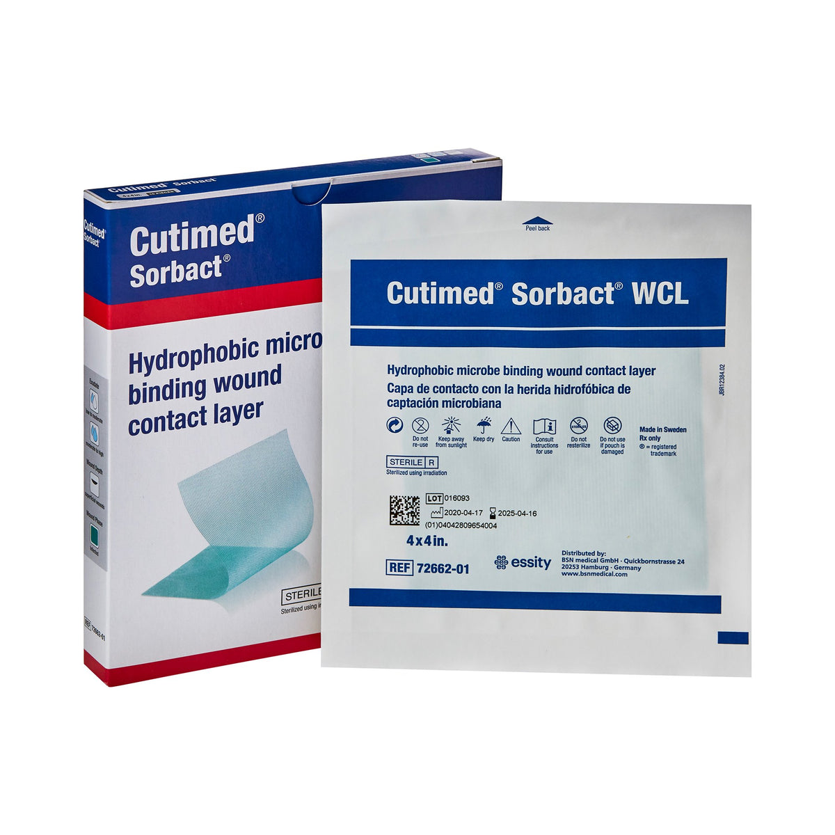BSN Medical Cutimed Sorbact WCL Antimicrobial Wound Contact Layer Dressing, 4 x 4 Inch 7266201, 1 Each
