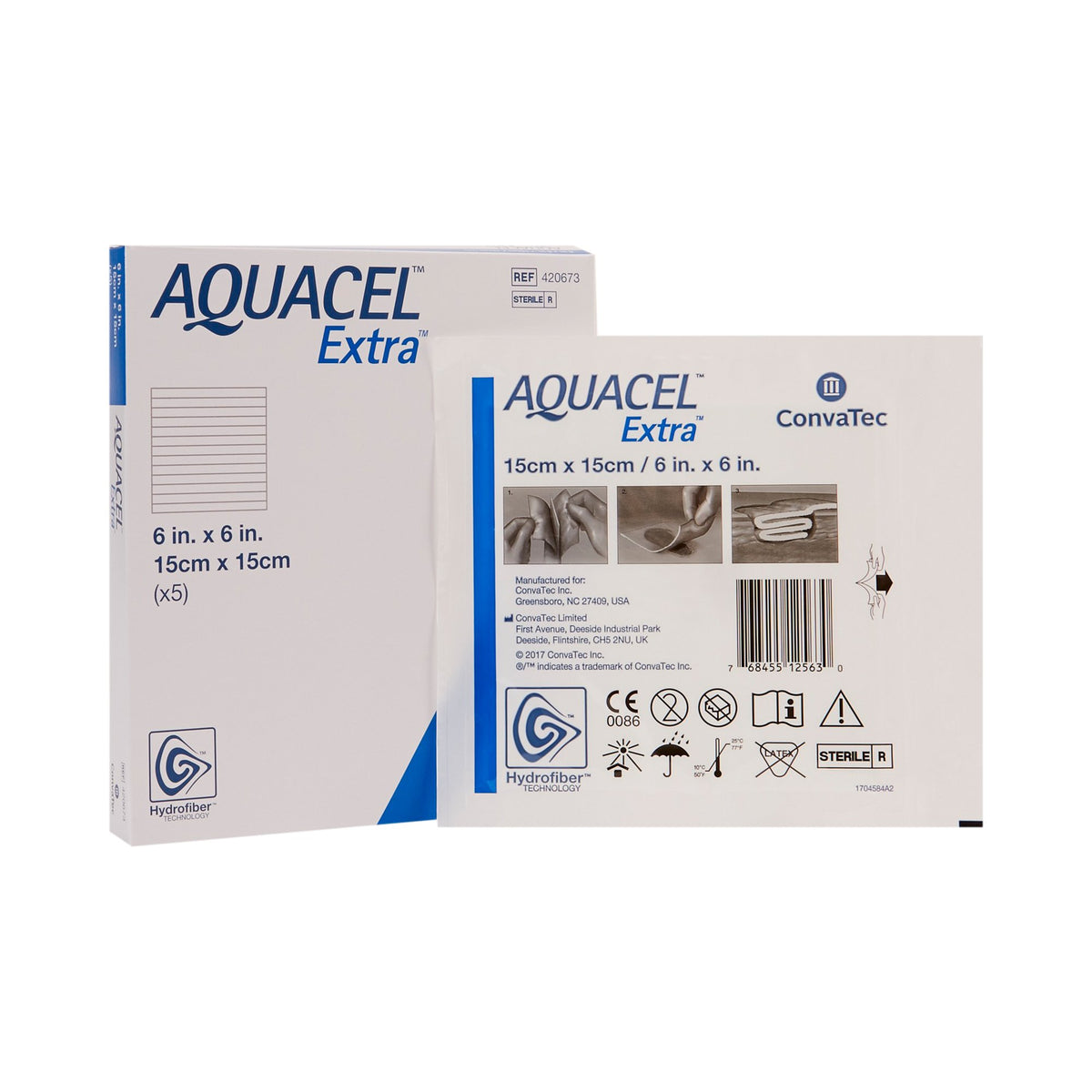 ConvaTec Aquacel® Extra™ Gelling Fiber Hydrofiber Dressing Sterile 6" x 6" - 420673