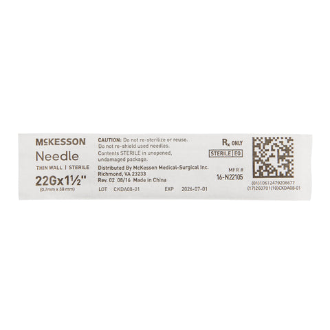 McKesson Hypodermic Needle 22G x 1-1/2" - 16-N22105