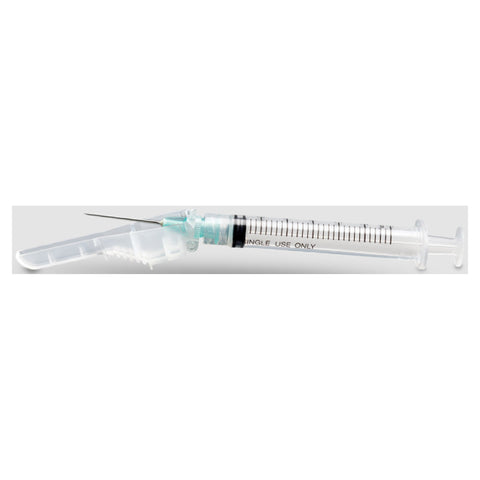 McKesson Prevent 3mL 22G x 1-1/2" Safety Hypodermic Syringe with Needle - 102-SN3C22105S3