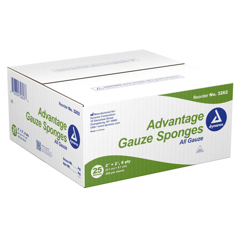 Dynarex Advantage Gauze Sponge, 2 x 2 Inch 3262, Case of 5000