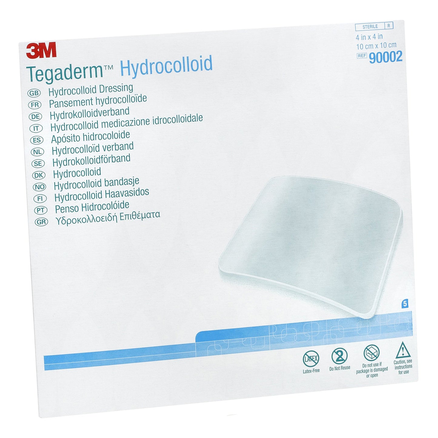 3M 3M Tegaderm Hydrocolloid Dressing, 4 x 4 Inch 90002, Box of 5