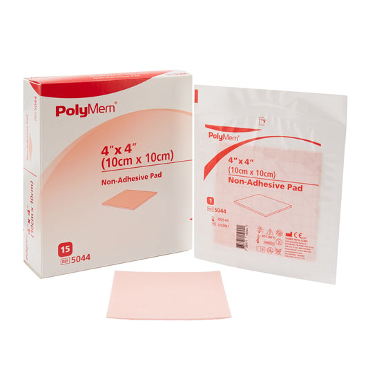 Foam Dressing PolyMem® 4 X 4 Inch Without Border Film Backing Nonadhesive Square Sterile - 5044