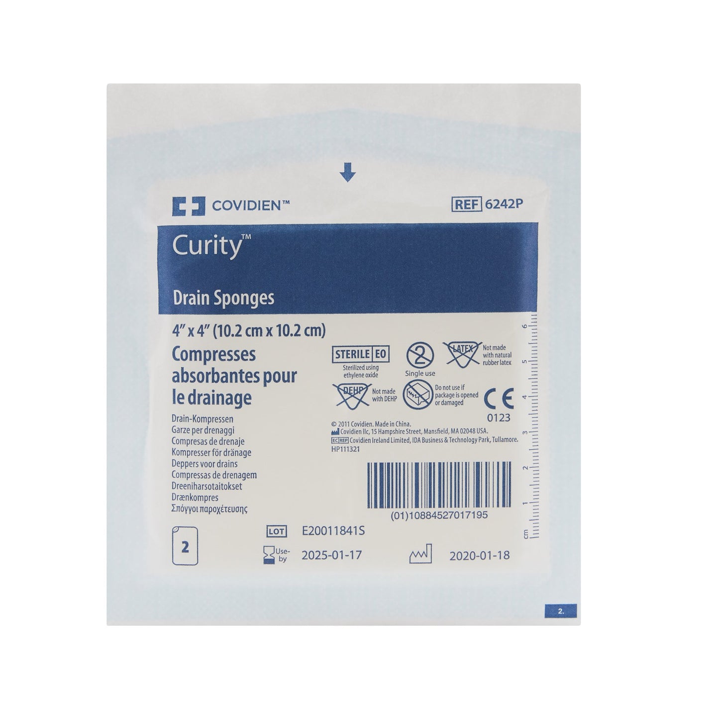 Drain Sponge Curity™ Nonwoven 4 X 4 Inch Sterile - 6242P