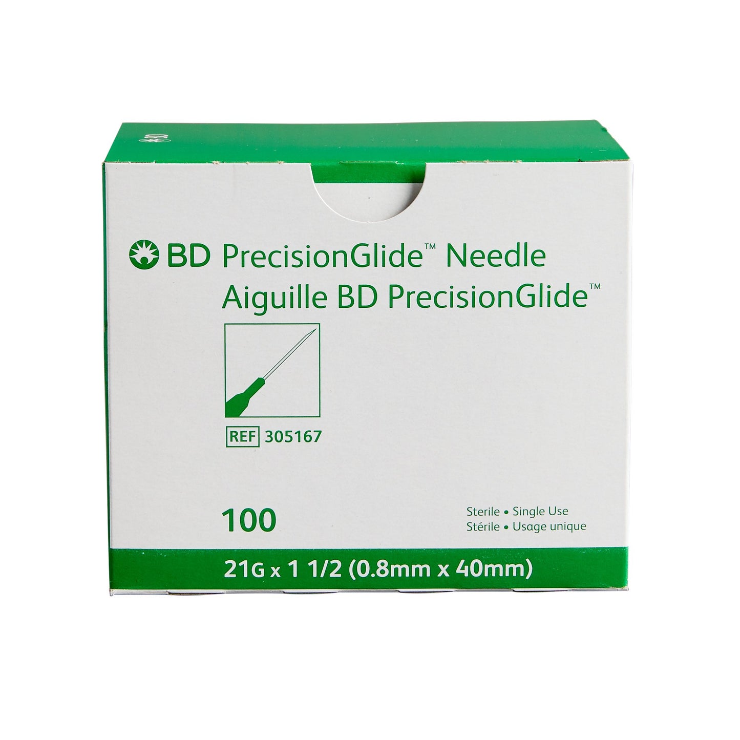 BD PrecisionGlide 21 G x 1 1/2" Hypodermic Needle - 305167