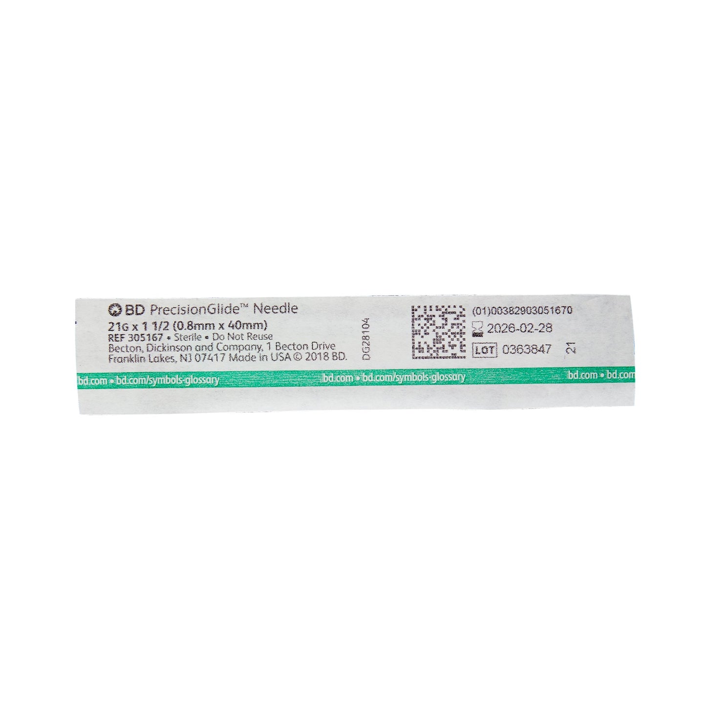 BD PrecisionGlide 21 G x 1 1/2" Hypodermic Needle - 305167