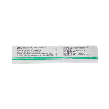 BD PrecisionGlide 21 G x 1 1/2" Hypodermic Needle - 305167