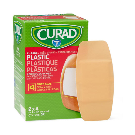 Adhesive Strip Curad® 2 X 4 Inch Plastic Rectangle Tan Sterile - NON25504