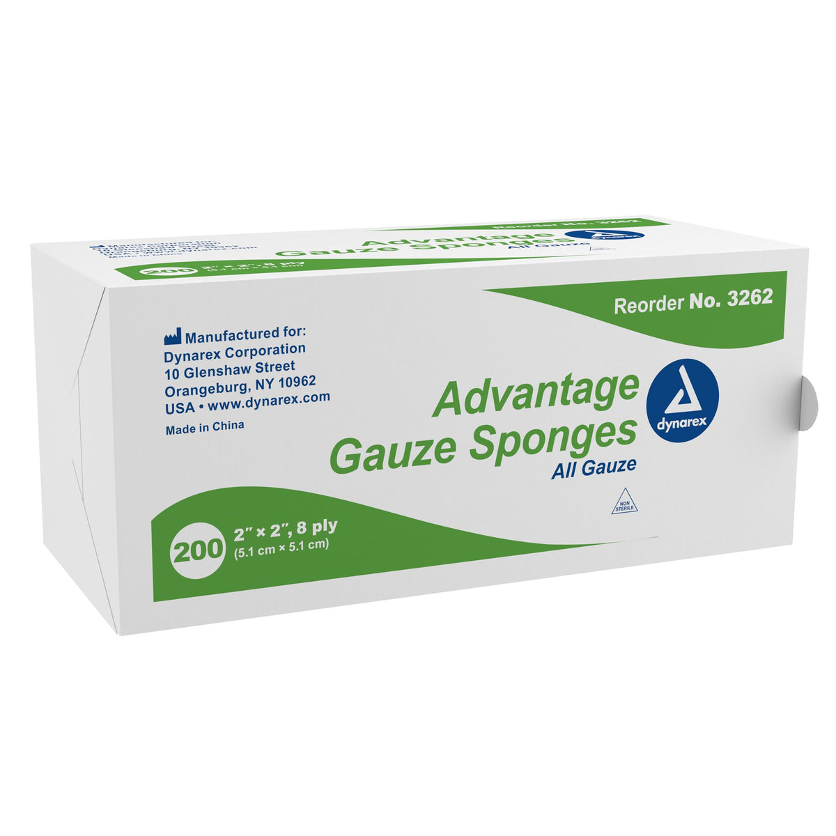 Dynarex Advantage Gauze Sponge, 2 x 2 Inch 3262, Case of 5000