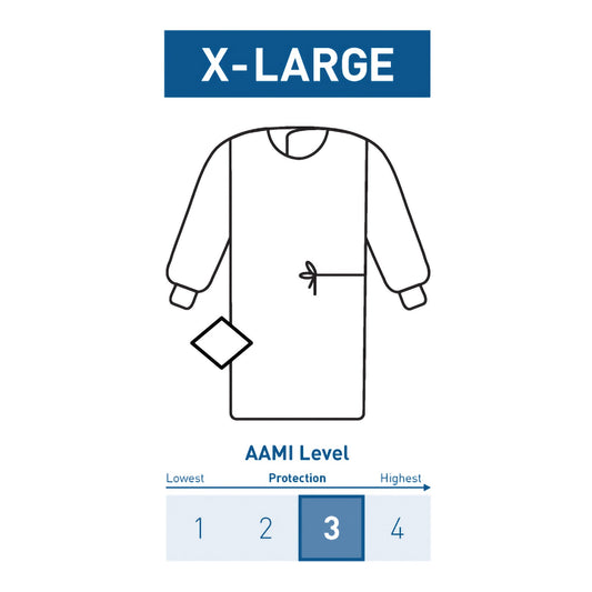 Non-Reinforced Surgical Gown with Towel McKesson X-Large Blue Sterile AAMI Level 3 Disposable - 183-I90-7030-S1