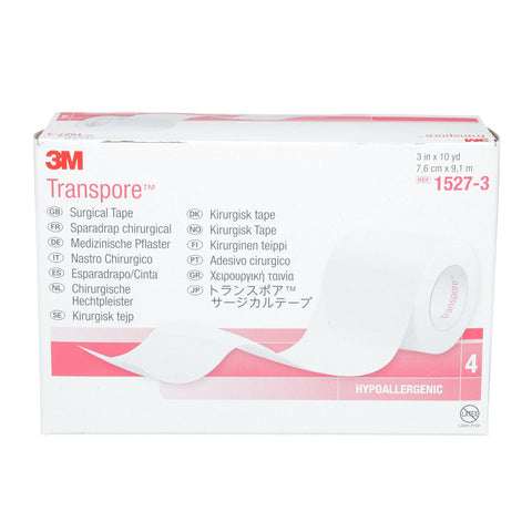 3M Transpore™ Clear Porous Plastic Tape 3" x 10 Yards - 1527-3 - Medsitis