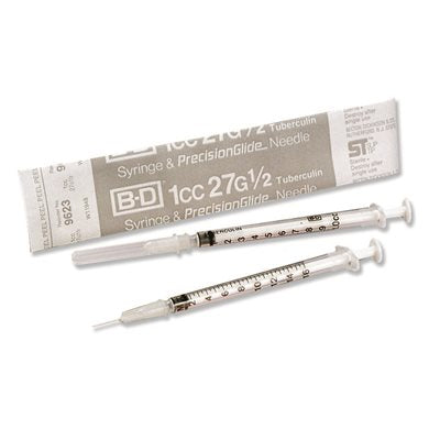 BD PrecisionGlide™ 1 mL Tuberculin Syringe w/ Det. Needle 27G x 1/2" - 309623 - Medsitis