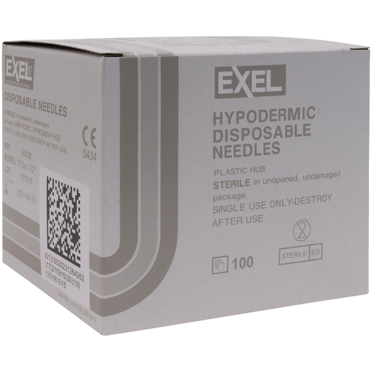 EXEL 27G x 1-1/2" Hypodermic Needles w/ Regular Wall - 26426 - Medsitis