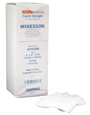 Medi-Pak™ Performance 100% 4" x 4" 16 ply Cotton Gauze Sponge - 44162000 - Medsitis