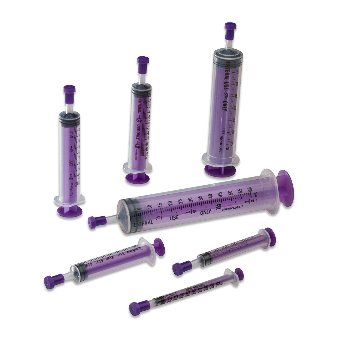 Monoject™ Purple Syringes w/ Cap for Enteral Feeding - Medsitis
