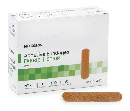 McKesson Adhesive Fabric Bandage Strips 3/4" x 3" - 14-4813 - Medsitis